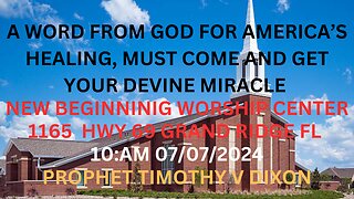 Timothy V Dixon AT New Beginning Worship Center 1165 Hwy 69 Grand Ridge FL