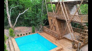 39 Day Complete Bamboo Two-Story House And Swimming Pools [Full Video]