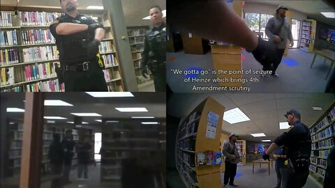 Travis Heinze Williston Library police interaction and arrest in 43sec4xCameaView cop-watch 1a audit