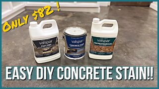 EASY Diy Concrete Stain |VALSPAR CONCRETE STAIN | UNDER $100!!