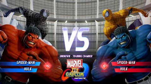 Simbionte Spider-man & Red Hulk VS Yellow Spider-man & Blue Hulk marvel vs Capcom Infinite