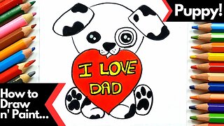 How to Draw and Paint a Puppy Dog for Special Father's Day