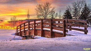 Beautiful Sunset at a snow covered Bridge Nomad Outdoor Adventure & Travel Show Vlog#57