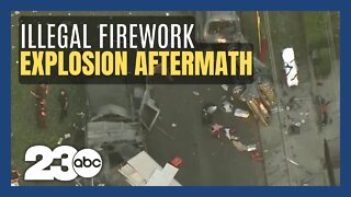 Aftermath of illegal fireworks explosion in Los Angeles