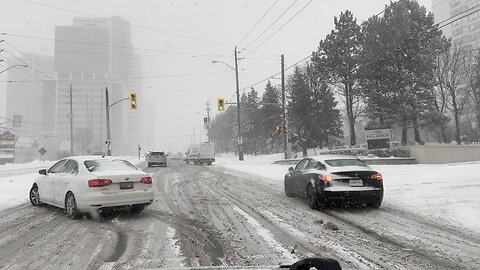 Cars Stuck in Snow in Toronto Canada