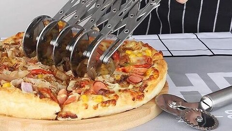 Stainless Steel Dough Pizza Cutter Adjustable Rollers