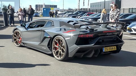 Lamborghini Aventador SVJ with Decat Capristo Exhaust - LOUD Revs, Flames & Accelerations !