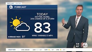 Metro Detroit Forecast: Heat and humidity climbing, chance of isolated storm
