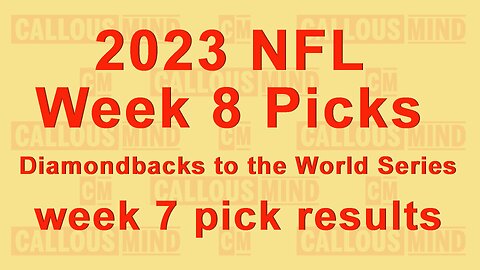 2023 NFL week 8 predictions | week 7 pick results | Diamondbacks to the World Series