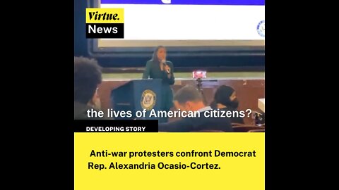 AOC gets confronted by anti-war protesters