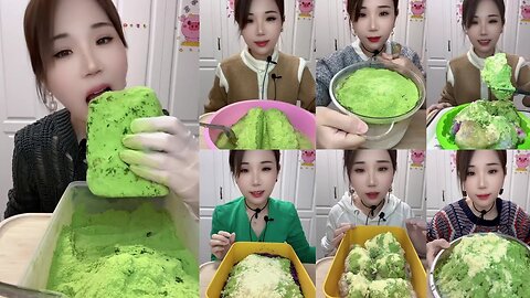 Best Food Compilation Heavy Greentea Matcha Powder Ice Eating Compilation ASMR