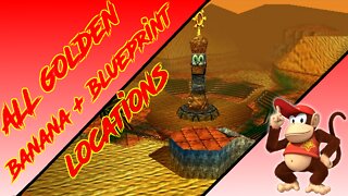 Donkey Kong 64 - Angry Aztec - Diddy Kong Golden Banana + Blueprint (Kasplat) Locations