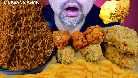 ASMR MUKBANG,Fire noodles,KFC fried chicken, korean asmr eating sound