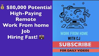 💰 $80,000 Potential: High-Paying Remote Work From home Job - Hiring Fast! 💼