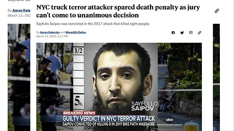 NYC truck terror attacker spared death penalty as jury can't come to unanimous decision