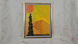 Surrealist impressionism, landscape oil painting on canvas 8x10 "Tree 7765" painting demo