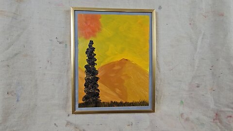 Surrealist impressionism, landscape oil painting on canvas 8x10 "Tree 7765" painting demo