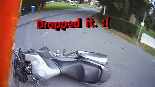 Dropped my NT700V motorcycle, then got caught in the rain