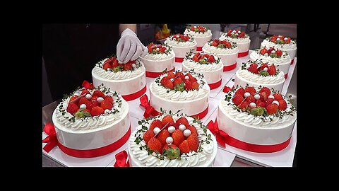 Strawberry Bomb! Beautiful Strawberry Cake Making Process - Korean Bakery