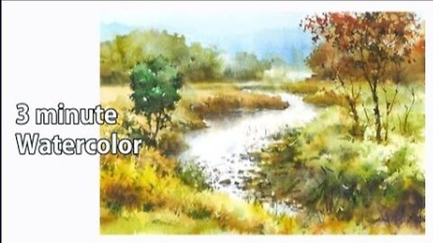 Watercolor J Without Sketch Landscape Watercolor- River Start (color name view