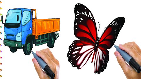 How to Draw 3d Butterfly and Truck | Drawing 3D Butterfly | Art Truck step to step!