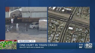 One person was taken to a hospital after a crash involving a car and train