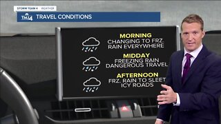 Freezing rain, slick roads until this evening