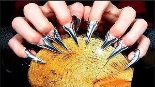 ASMR Tapping & Scratching on Wood with Tingle Claws! (No talking)