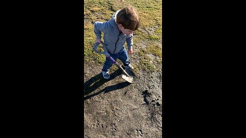 2 year old digging like a man