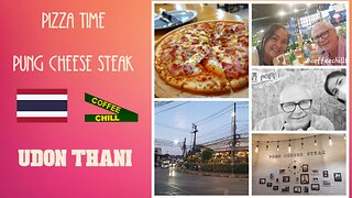 Pizza Time @ Pung Cheese Steak - Udon Thani Thailand - Bacon Ham Cheese Garlic = Great #udonthanee 🍕