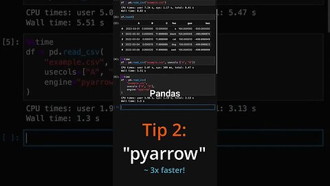Pandas Essentials: Blazing fast csv loading! #subscribeus #shorts #pandas #python