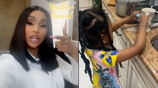 Cardi B's Daughter Kulture Shows Mommy How To Wash Dishes! 🤔
