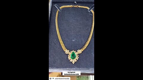 22.20tcw Shop statement fine AAA Colombian emerald pear and VVS diamond luxury necklace in 18K gift