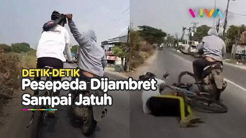 Aksi Tangan Gesit Penjambret Rampas Tas Pesepeda