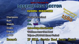 Destiny 2 Legend Lost Sector: Europa - Perdition on my Hunter 1-3-23