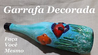 GARRAFA DECORADA COM MASSA DE BISCUIT