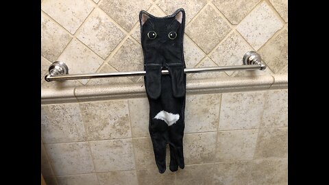 Hawgiman Cute Cat Quick-Dry Hanging Bathroom Kitchen Hand Face Towel Decorative Great Gift Cat Lover