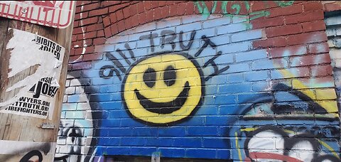 9/11 Truth Smiley Face Graffiti - Trace Wall, Bloomfield, PA