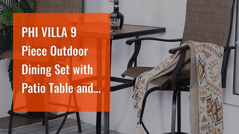 PHI VILLA 9 Piece Outdoor Dining Set with Patio Table and Chairs, Patio Furniture Dining Set wi...