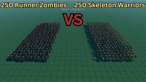 250 Runner Zombies Versus 250 Skeleton Warriors || Ultimate Epic Battle Simulator