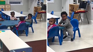 Little boy gets excited every time his dad picks him up from daycare