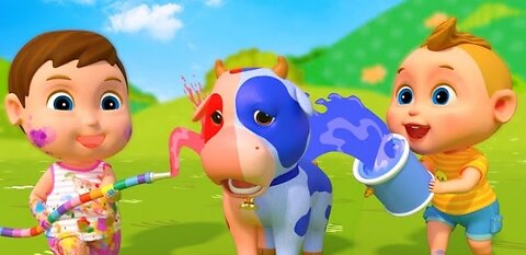 Learning colors with The cow And surprised Eggs cartoon For kid with color Eggs Game Animal