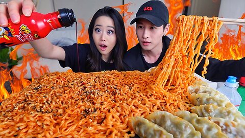 5 PACKS OF 4X NUCLEAR NOODLE CHALLENGE ft. ZACH CHOI ASMR MUKBANG 먹방 | Eating Show