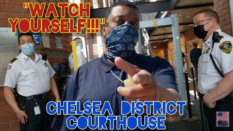 "You'll Be Stopped". Security Dismissed. Walk Of Shame. Chelsea District Courthouse. Chelsea Mass.