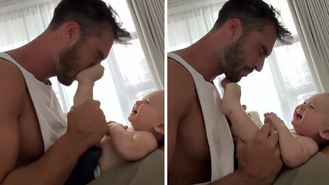 Dad's Silly Antics Make Baby Burst Into Laughter