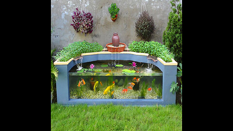 The Secret to make a aquarium combined with grow clean Vegetables / Garden decoration ideas