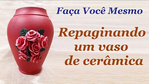 DIY - DECORAÇÃO DE VUM VASO DE CERÂMICA COM ROSINHAS DE DUREPOXI @lucibuzo