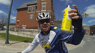 Hilarious cyclist explains a highly unusual choice for hydration