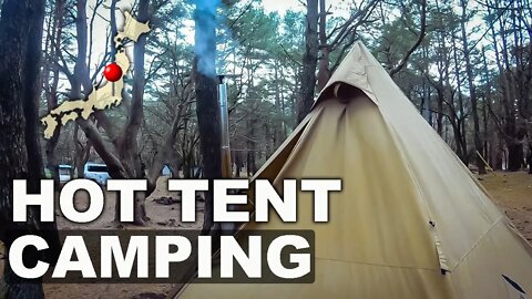 LAKE MOTOSU | Winter Hot Tent Camping in Japan