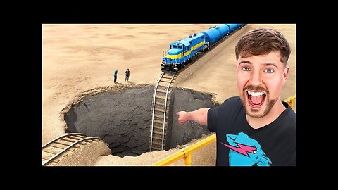 Train Vs Giant Pit @mrbeast